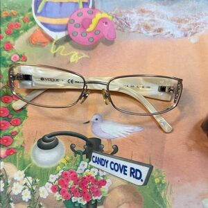 Vogue Cream and Silver Rectangular Glasses frames only